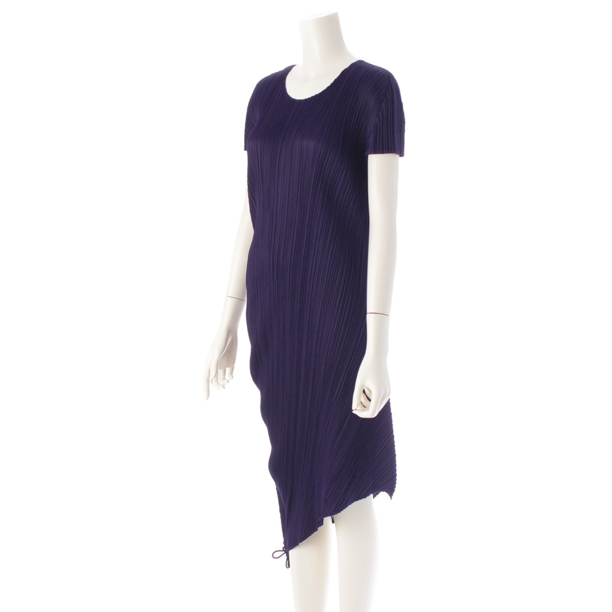 PLEATS PLEASE ISSEY  Side shirring deformation one piece Short sleeve dress PP73-JH187 Midnight Purple 5