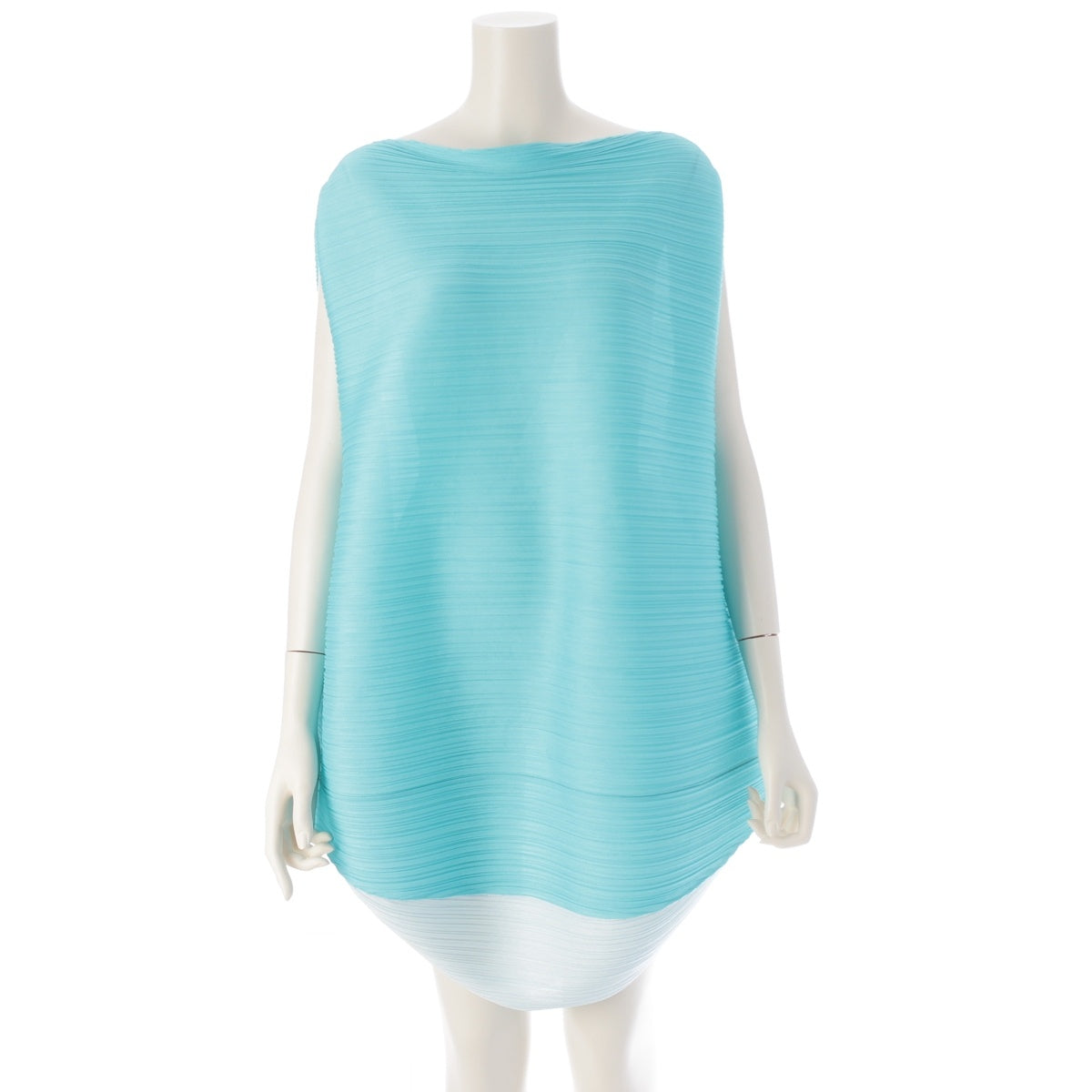 PLEATS PLEASE ISSEY  Horizontal Pleated Deformation Bounce Round Circle tops PP63-JT622 Light blue white 3