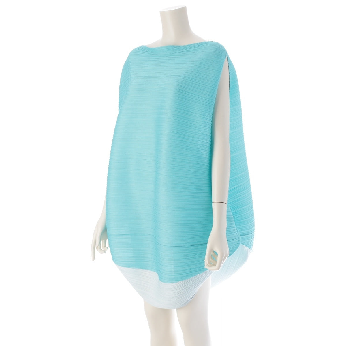 PLEATS PLEASE ISSEY  Horizontal Pleated Deformation Bounce Round Circle tops PP63-JT622 Light blue white 3