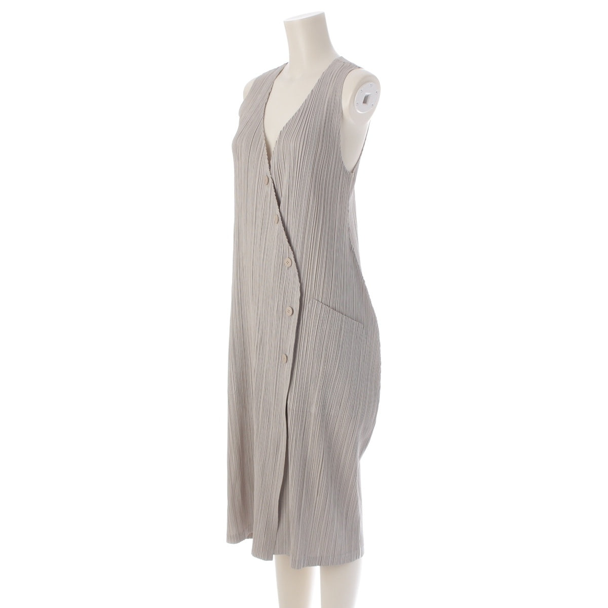 PLEATS PLEASE ISSEY  Sleeveless Button one piece dress PP83-JA423 Gray 4