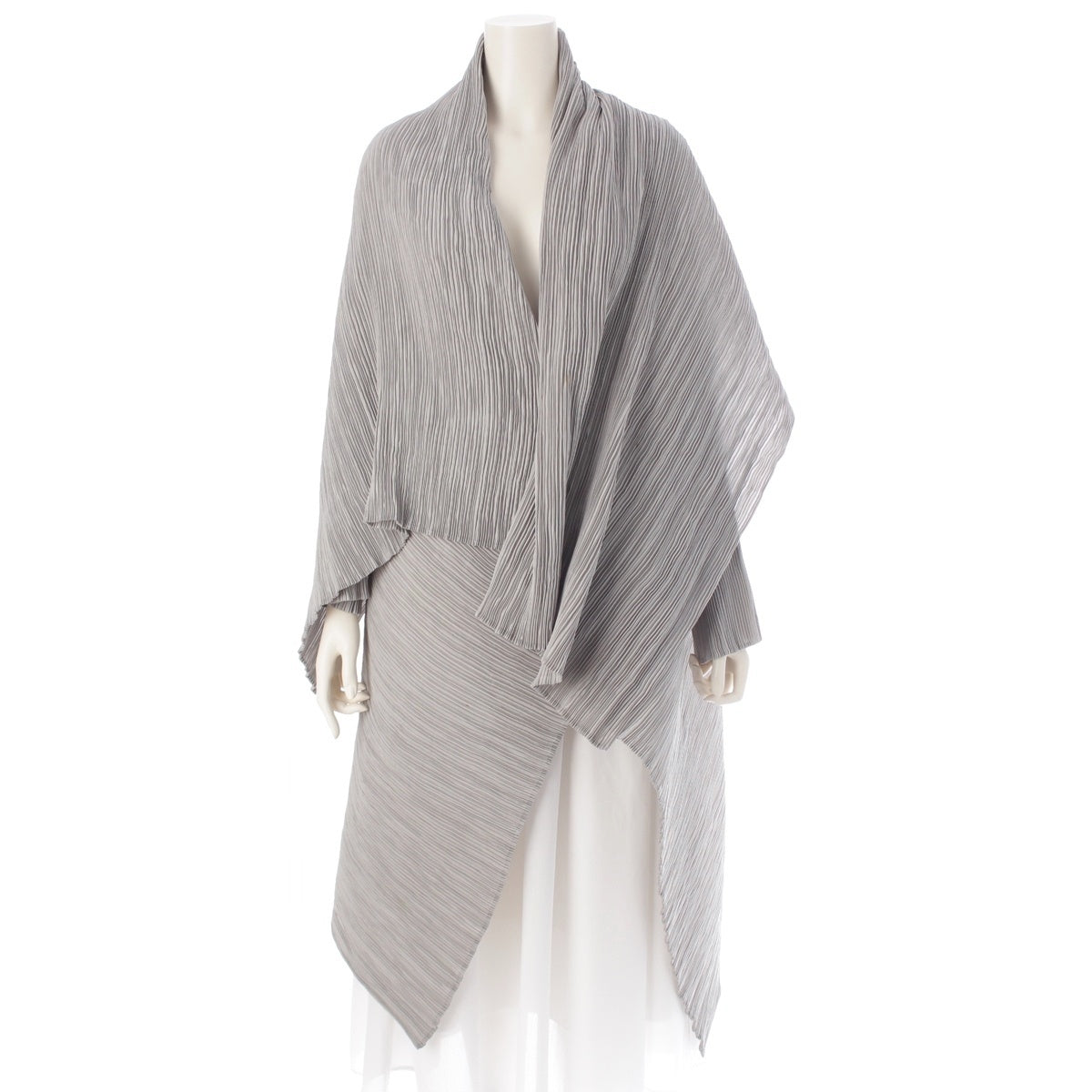 ISSEY MIYAKE Silk Kun Horizontal Pleated Bounce Deformation Design cardigan tops IM61-FA909 Gray M