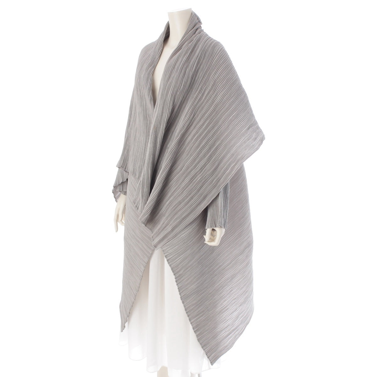 ISSEY MIYAKE Silk Kun Horizontal Pleated Bounce Deformation Design cardigan tops IM61-FA909 Gray M