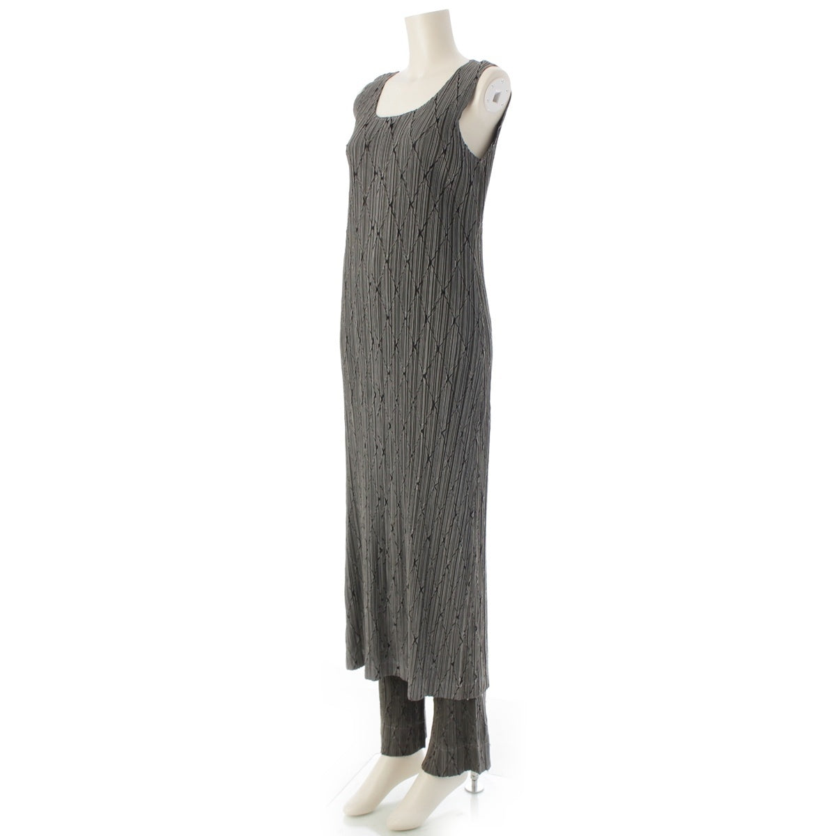 PLEATS PLEASE ISSEY Cutting Barbed Wire Mesh Pants Sleeveless one piece setup gray 4