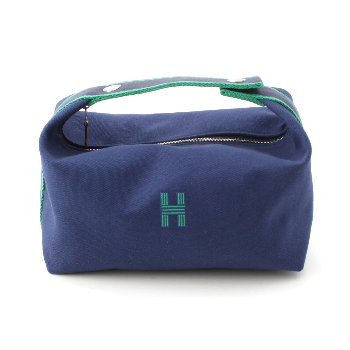 HERMES cotton BRIDE A BLACK GM POUCH Handbag Navy