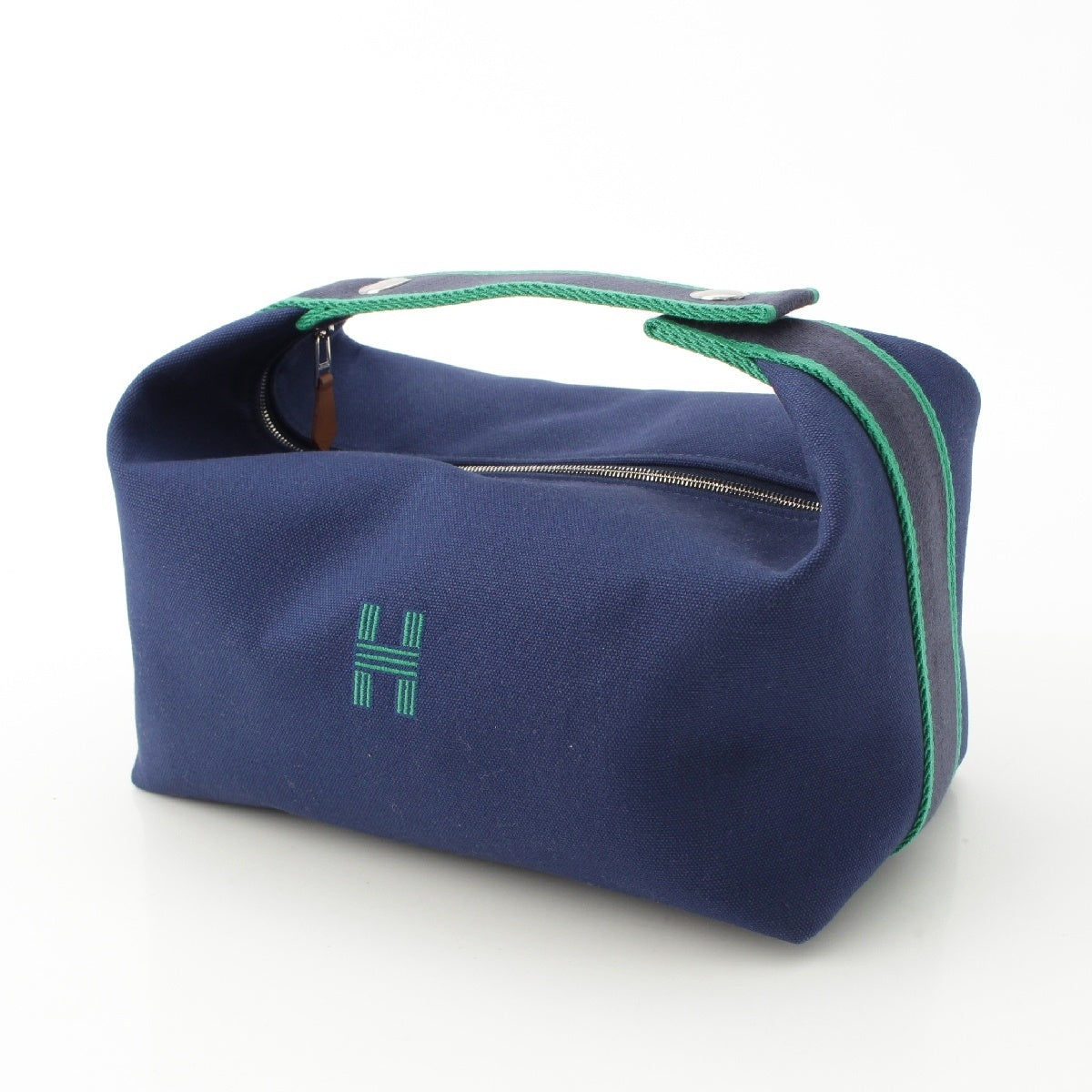 HERMES cotton BRIDE A BLACK GM POUCH Handbag Navy