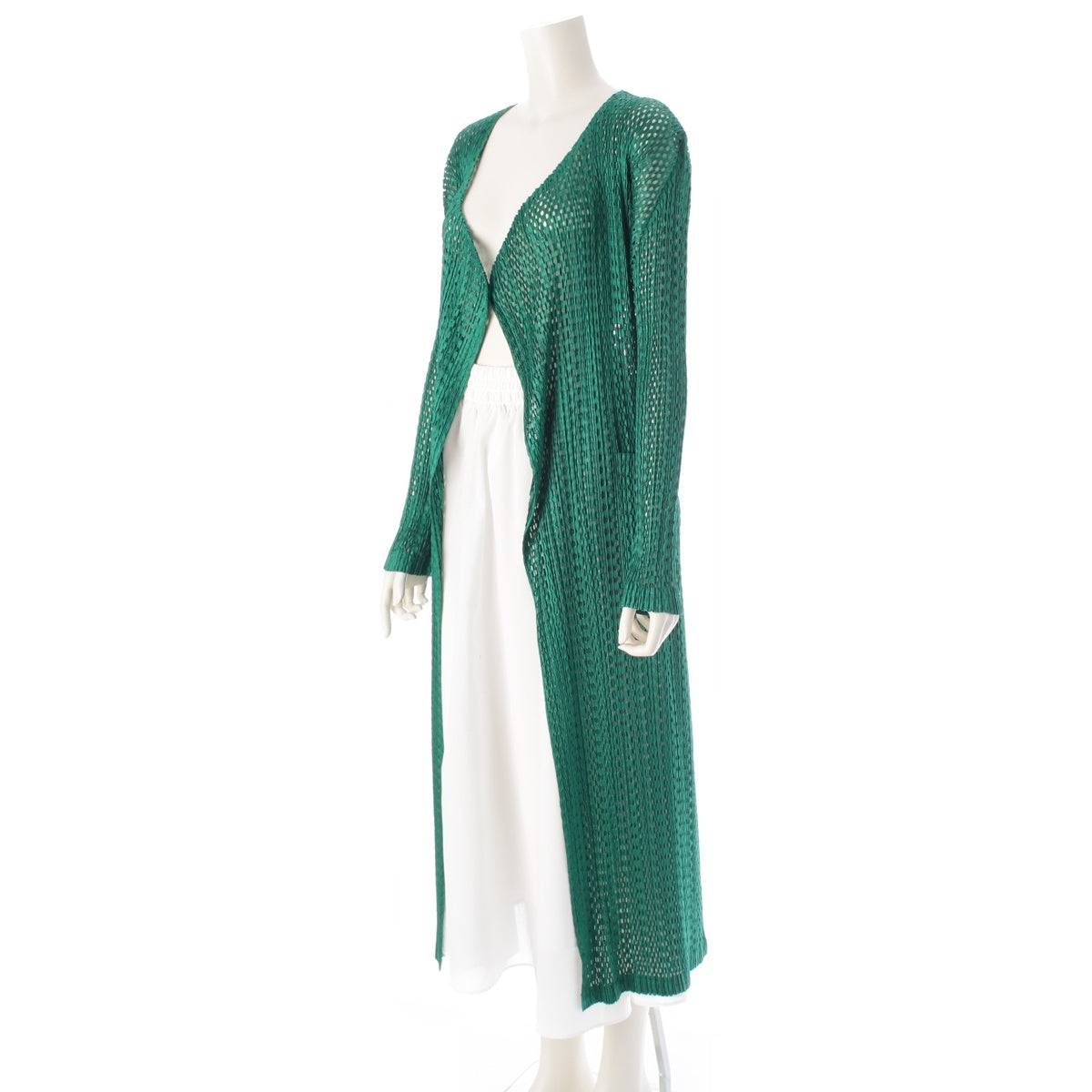 PLEATS PLEASE ISSEY  Mesh Punching Long cardigan PP73-JA815 green 4