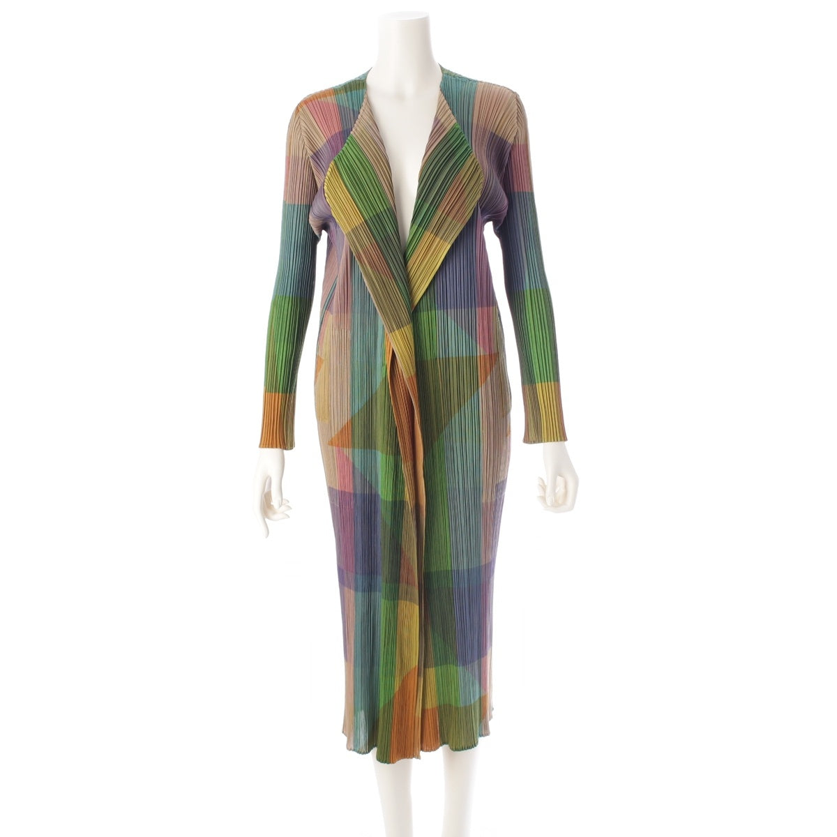 PLEATS PLEASE ISSEY  Geometric, deformed, layered design, long coat PP73-JA766 multicolor 3