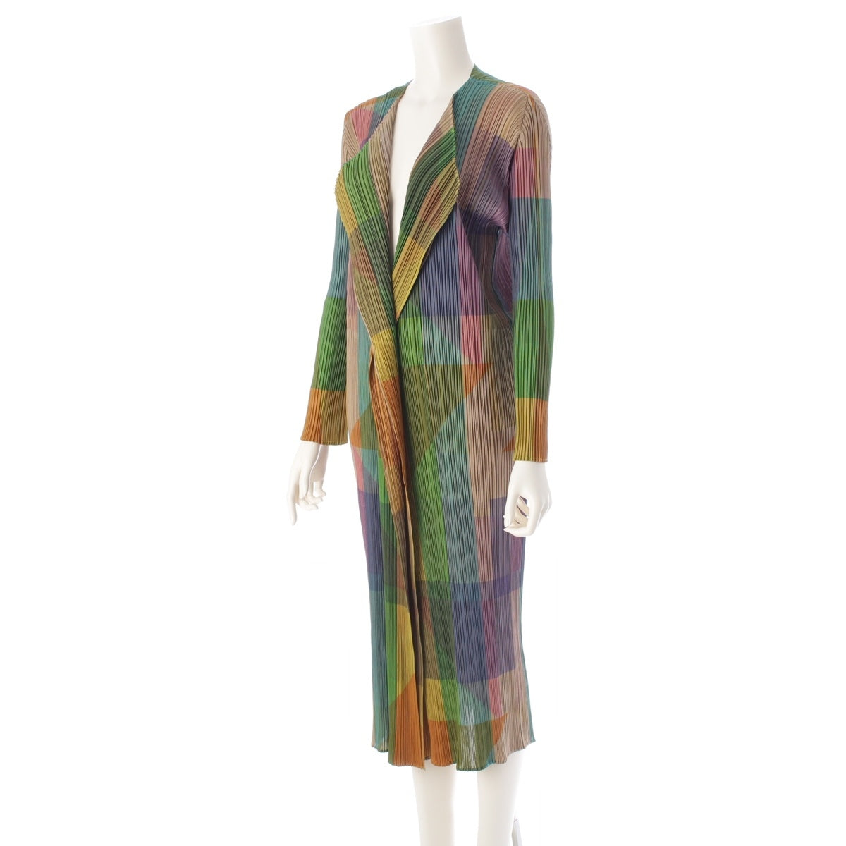 PLEATS PLEASE ISSEY  Geometric, deformed, layered design, long coat PP73-JA766 multicolor 3