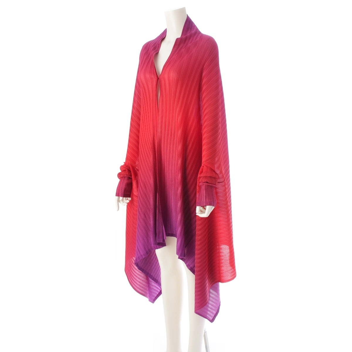 PLEATS PLEASE ISSEY  Gradient Transform Plane poncho Cape PP53-F0383 Red purple
