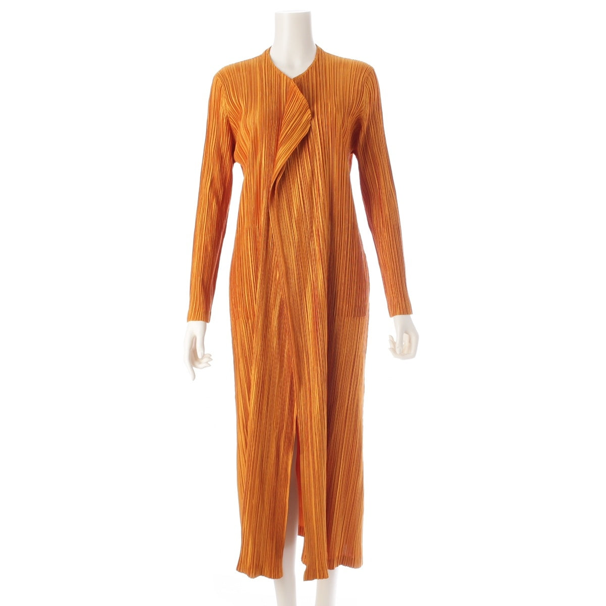 PLEATS PLEASE ISSEY Layered Design Long cardigan coat PP11-JA109 Orange 3
