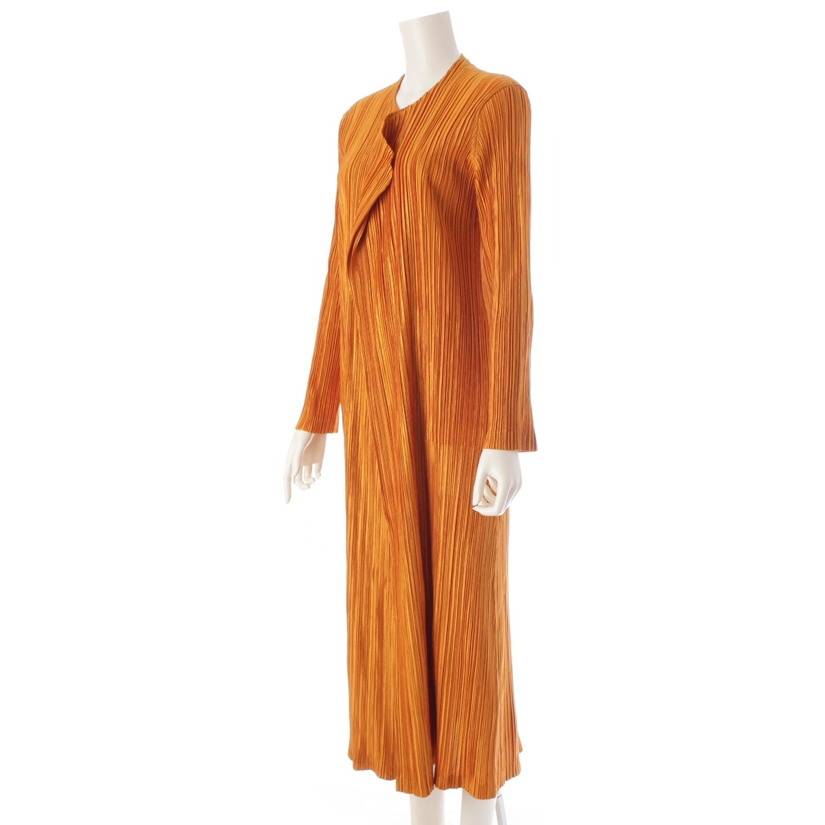 PLEATS PLEASE ISSEY Layered Design Long cardigan coat PP11-JA109 Orange 3