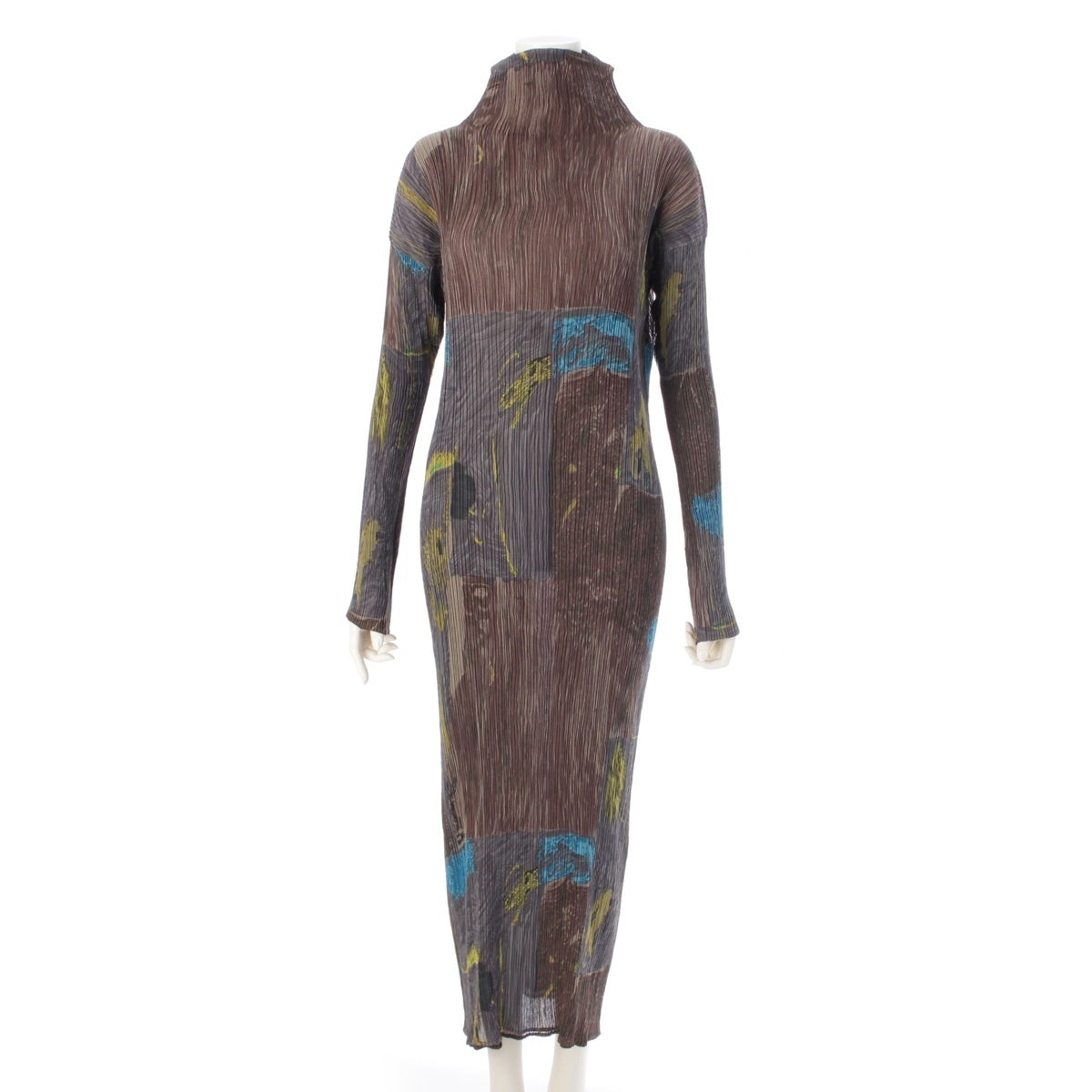 ISSEY MIYAKE Pleated Design Abstract Pattern Graphic Layered one piece dress IM69-FH624 multicolor M