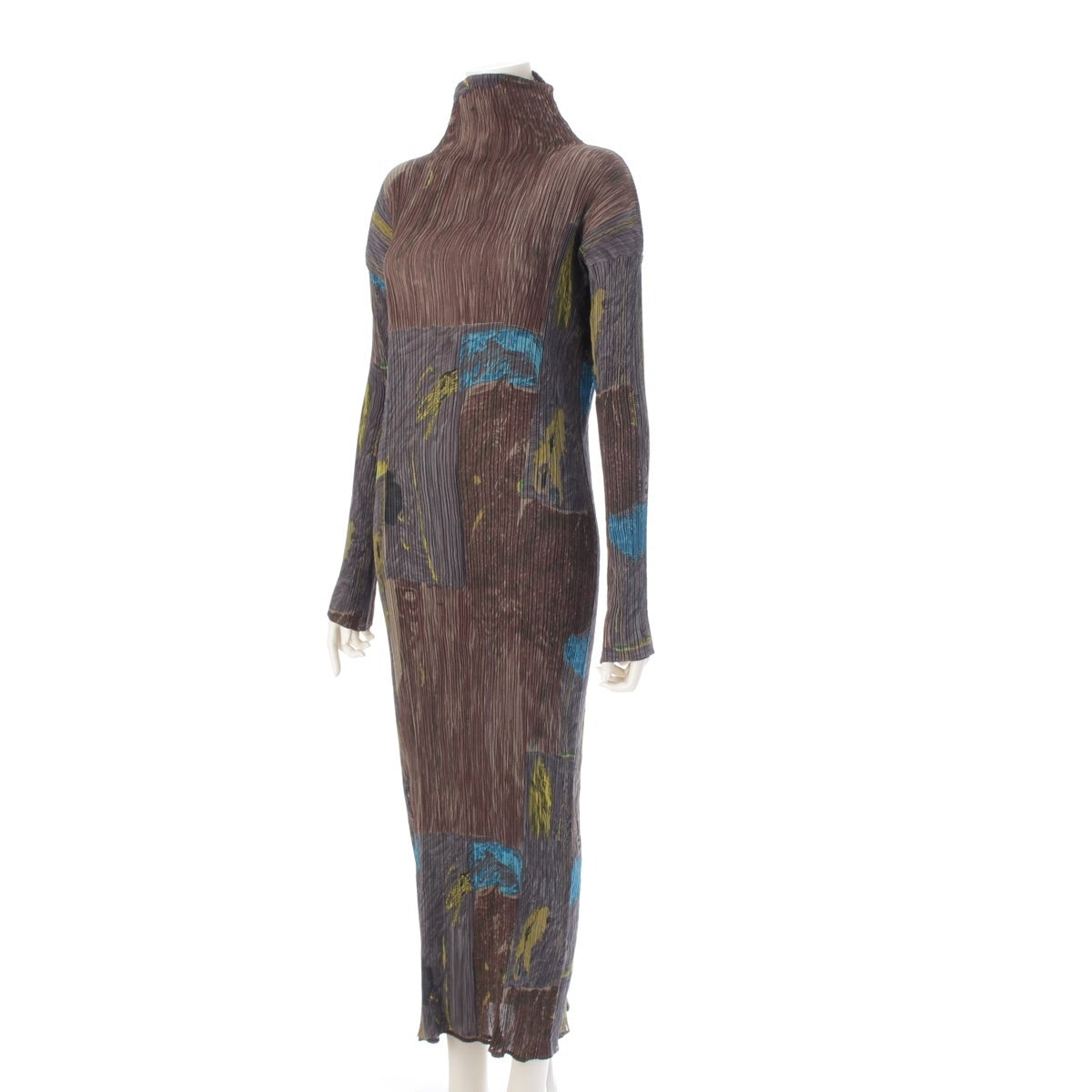 ISSEY MIYAKE Pleated Design Abstract Pattern Graphic Layered one piece dress IM69-FH624 multicolor M