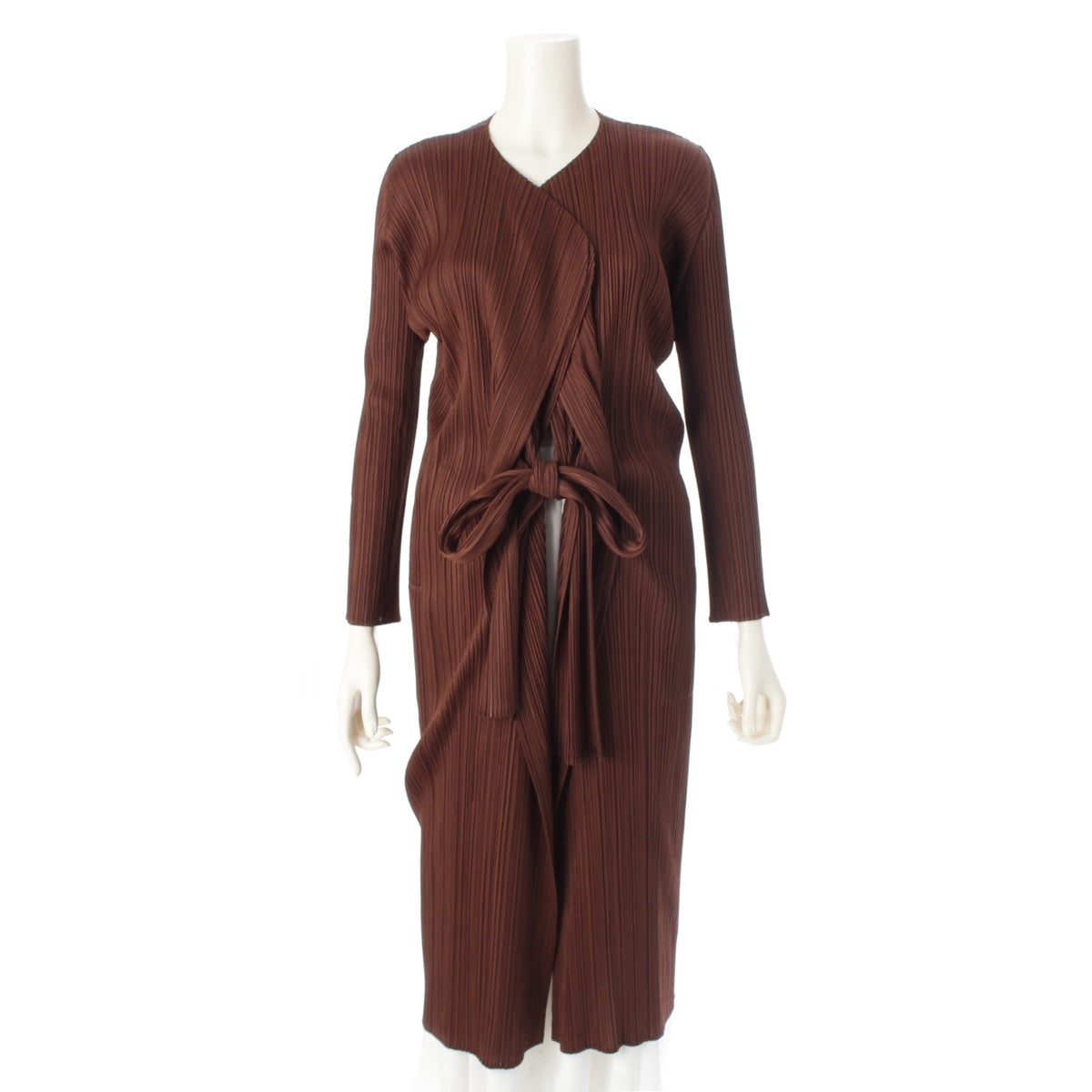 PLEATS PLEASE ISSEY  Waist ribbon long sleeve cardigan tops Brown 2