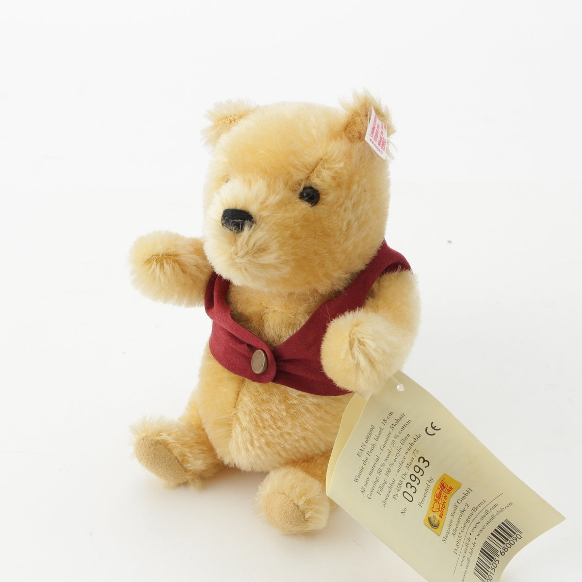 Steiff White Tag CLASSIC POOH Winnie the Pooh 75th Anniversary Limited Edition Teddy Bear Toys 680090 yellow