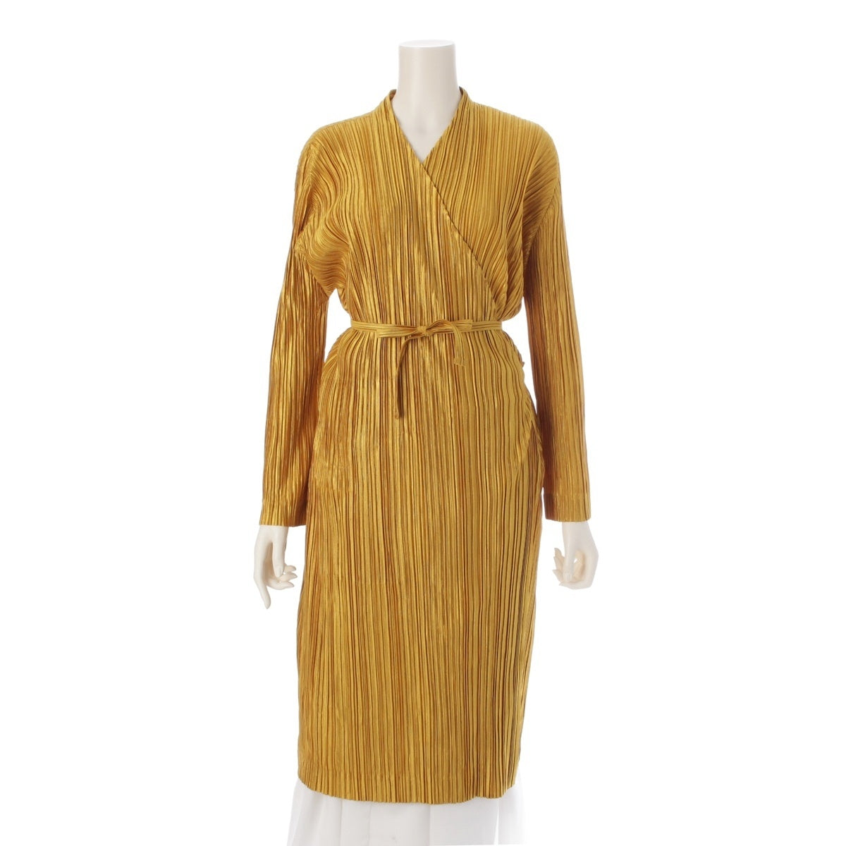 PLEATS PLEASE ISSEY  Waist belt with cord design, long cardigan gown PP83-JA561 yellow 4