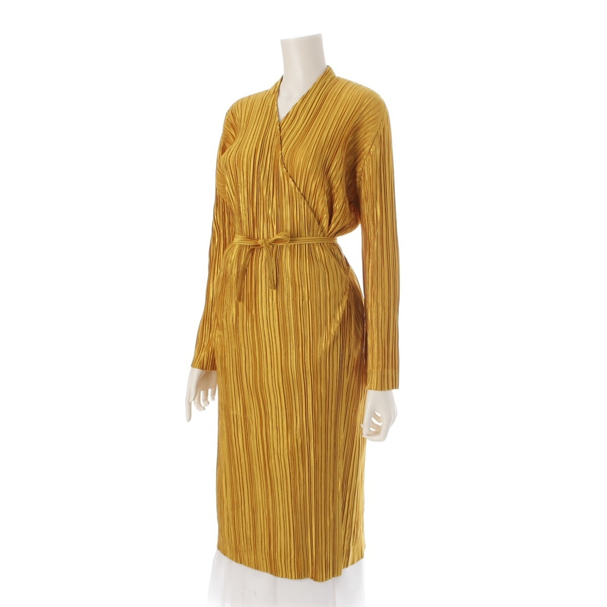 PLEATS PLEASE ISSEY  Waist belt with cord design, long cardigan gown PP83-JA561 yellow 4