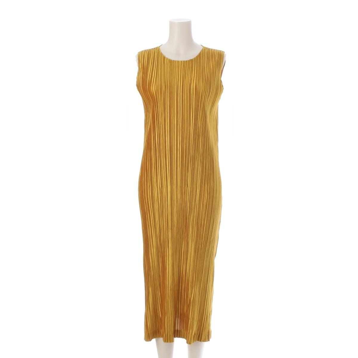 PLEATS PLEASE ISSEY  Sleeveless long one piece dress yellow 4