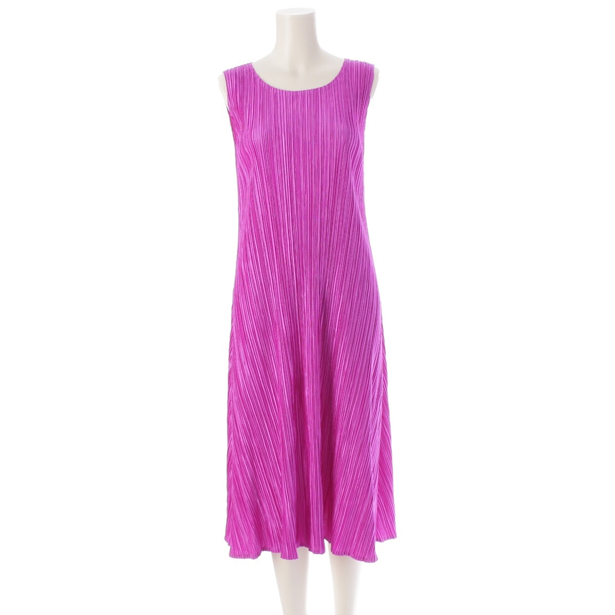 PLEATS PLEASE ISSEY  Sleeveless Crew Neck Long one piece dress PP43-JH204 pink 3