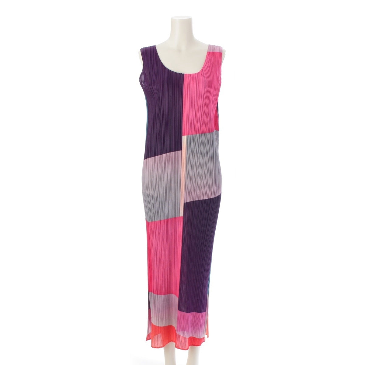 PLEATS PLEASE ISSEY  Gradient Color Block Sleeveless one piece dress PP13-JH802 multicolor 4