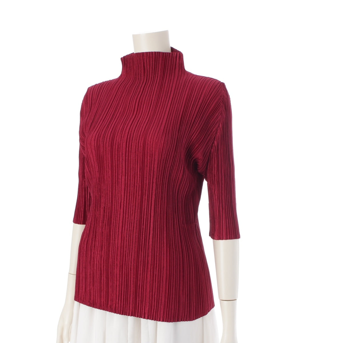 PLEATS PLEASE ISSEY  Short sleeve bottleneck Cut tops Red 4