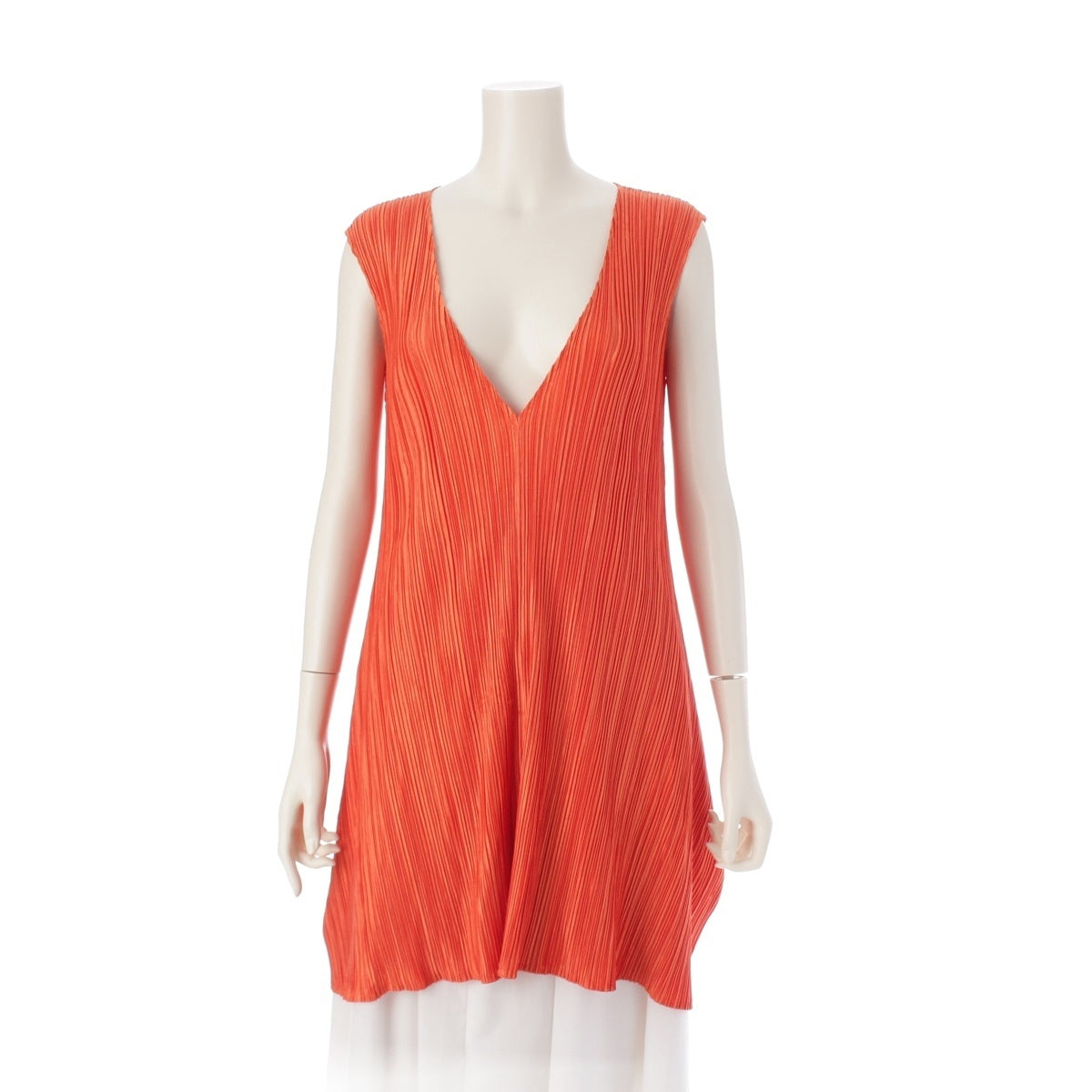 PLEATS PLEASE ISSEY  A-line flare Tunic Sleeveless top PP11-JT108 Orange 3