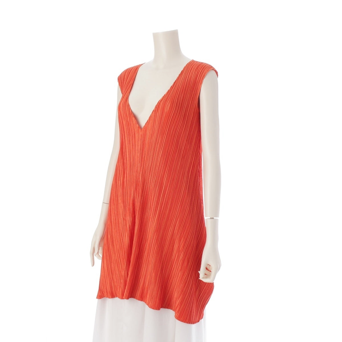 PLEATS PLEASE ISSEY  A-line flare Tunic Sleeveless top PP11-JT108 Orange 3