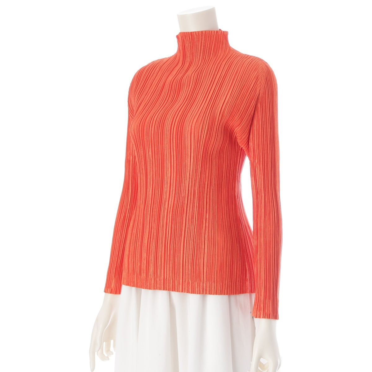PLEATS PLEASE ISSEY  bottle neck long sleeves Cut tops Orange 3
