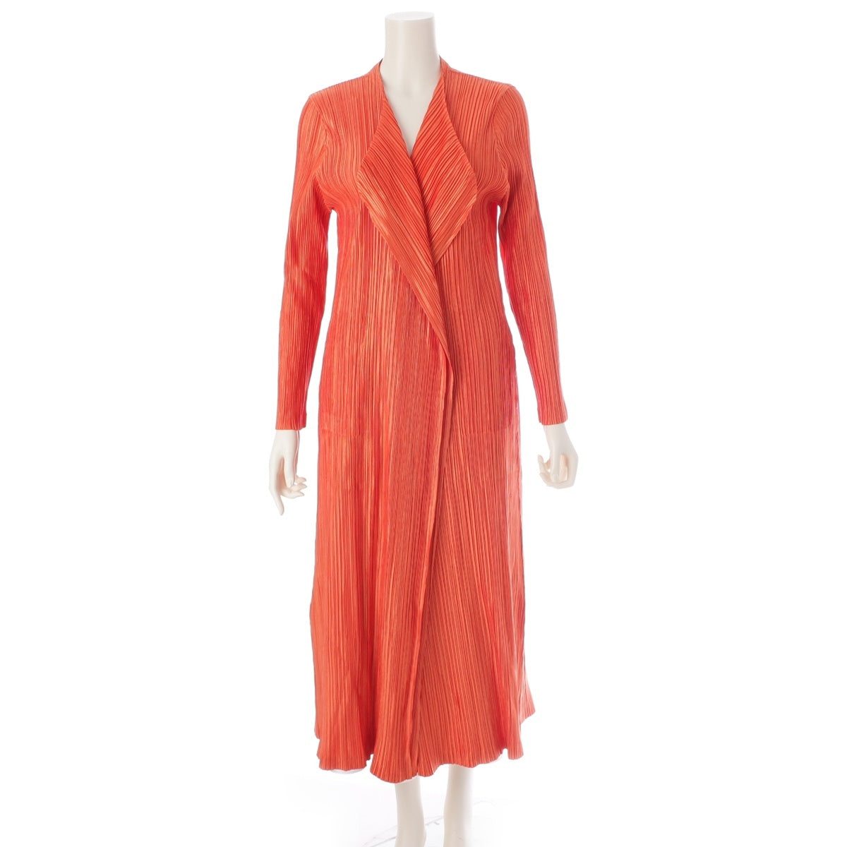 PLEATS PLEASE ISSEY  oversized long cardigan Light outerwear Shirt coat Orange 3