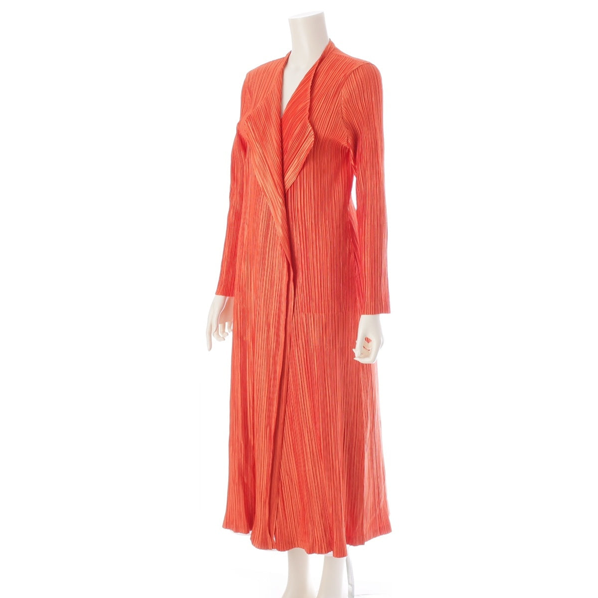 PLEATS PLEASE ISSEY  oversized long cardigan Light outerwear Shirt coat Orange 3
