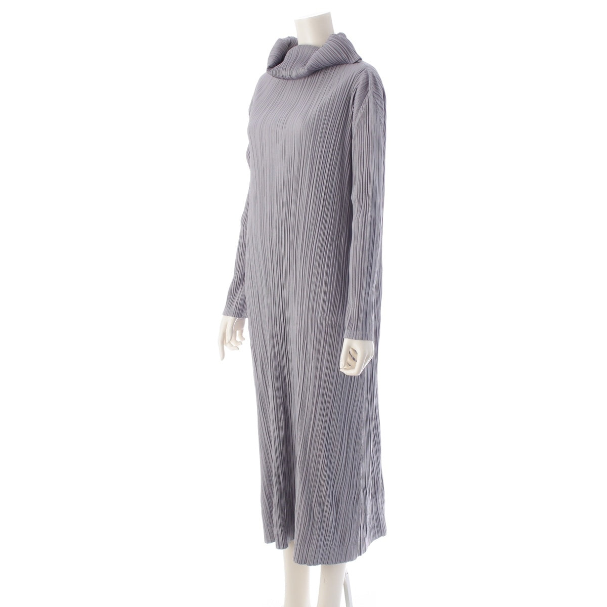 PLEATS PLEASE ISSEY  Roll neck, oversized, long sleeves, long one piece PP33-JH734 gray 4