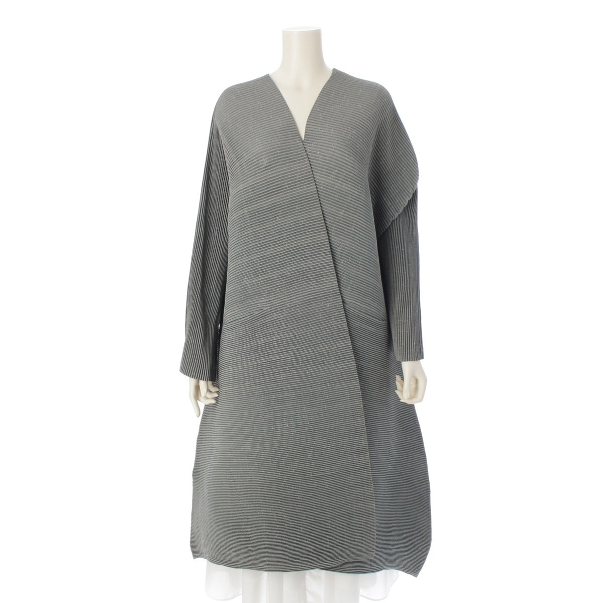 ISSEY MIYAKE Transformed 3D Horizontal Pleated coat Jacket Dress IM61-FA901 gray M