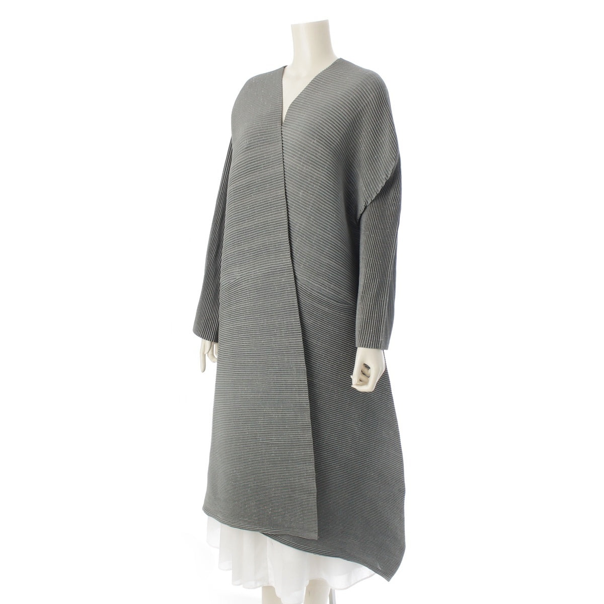 ISSEY MIYAKE Transformed 3D Horizontal Pleated coat Jacket Dress IM61-FA901 gray M