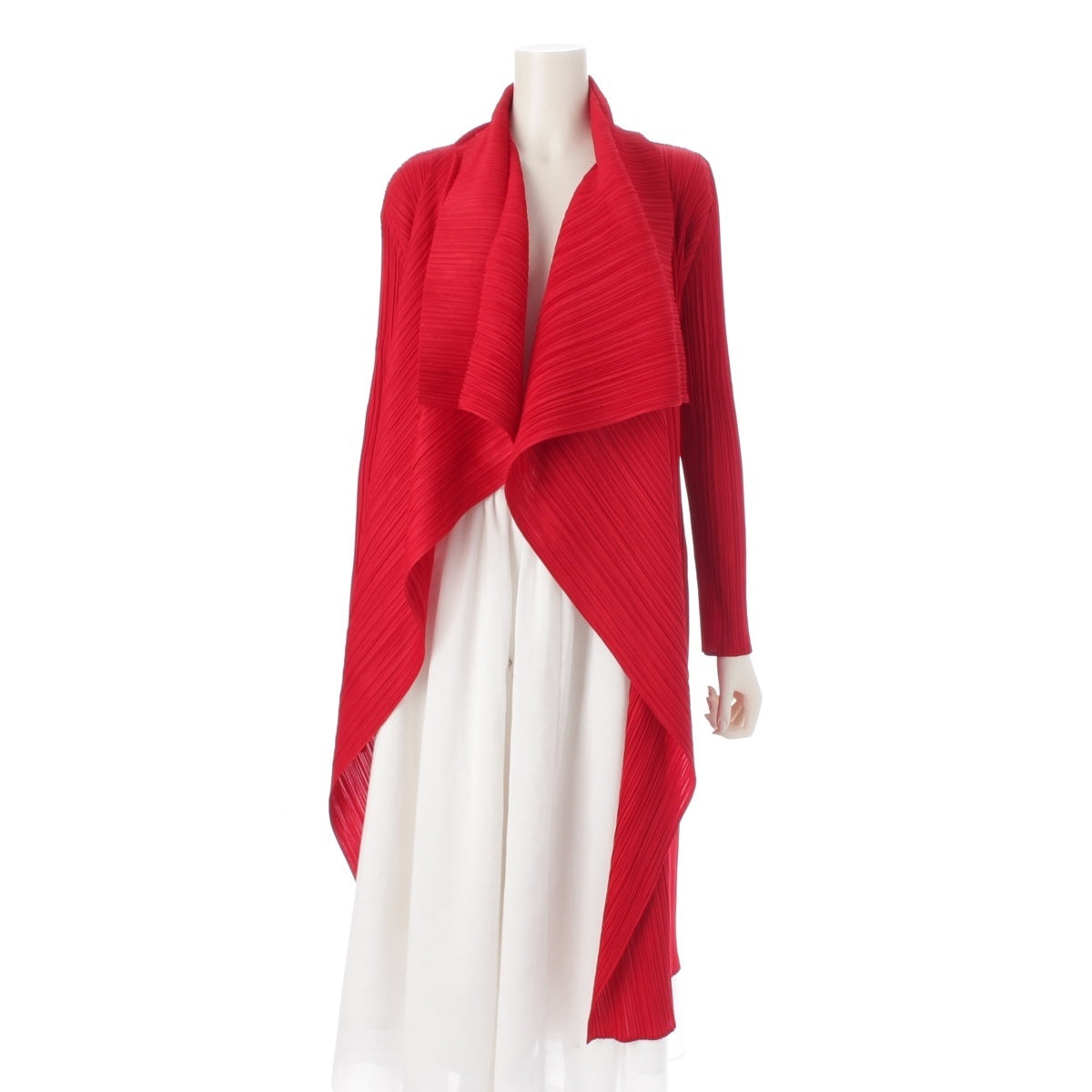 PLEATS PLEASE ISSEY  Design collar long coat poncho PP33-JA221 Red outer