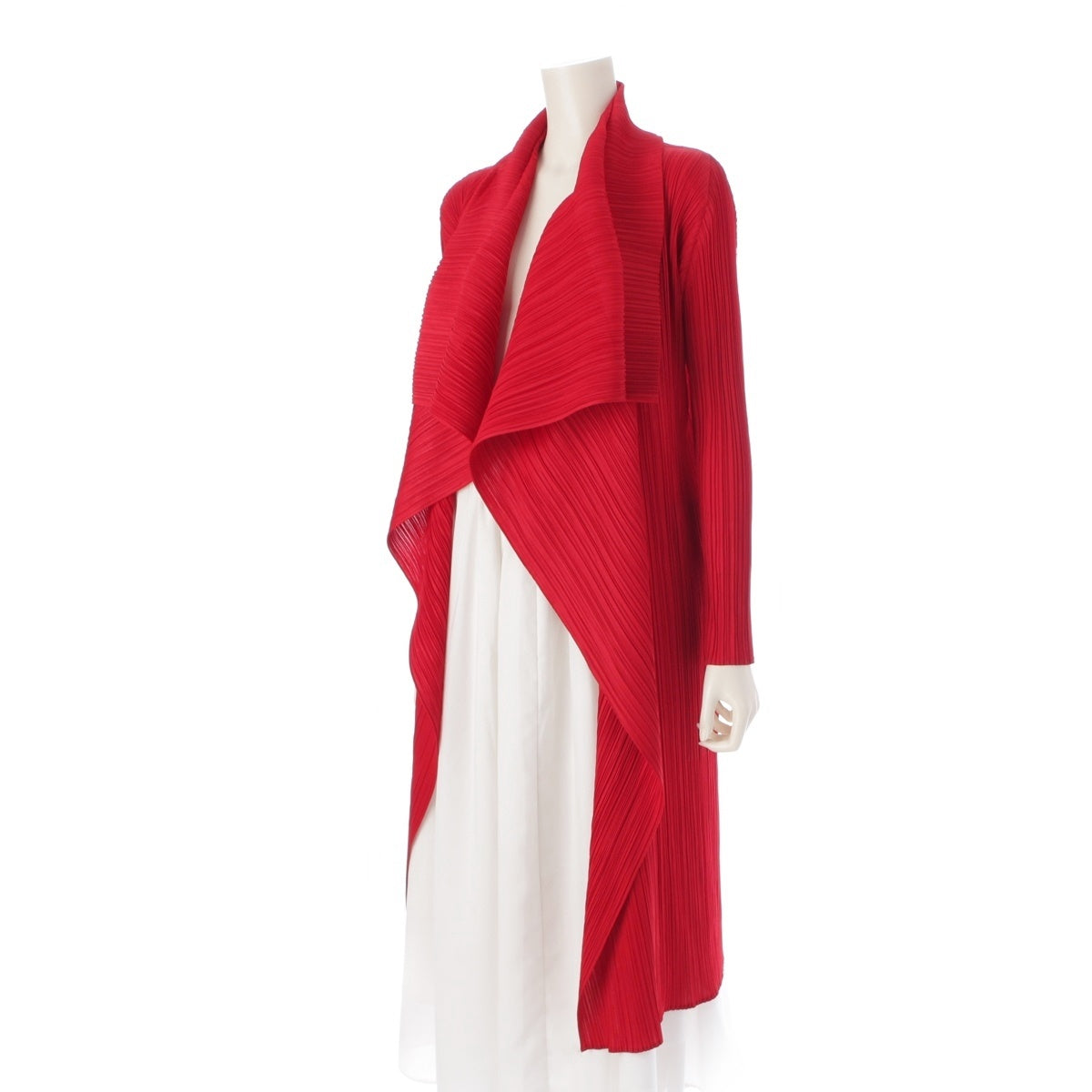 PLEATS PLEASE ISSEY  Design collar long coat poncho PP33-JA221 Red outer