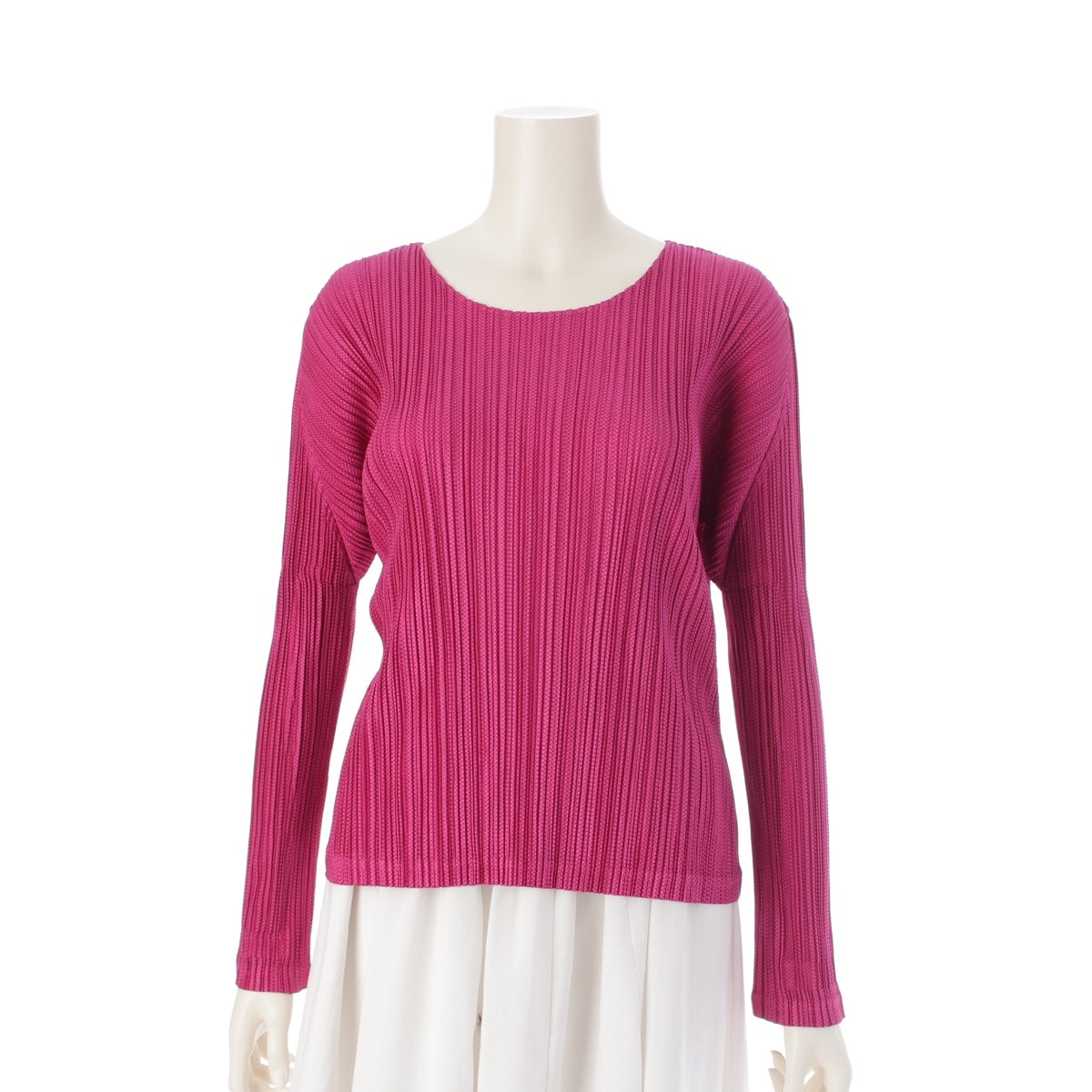 PLEATS PLEASE ISSEY  Woven Check Crew Neck Long Sleeve tops PP83-JK641 Pink black 3