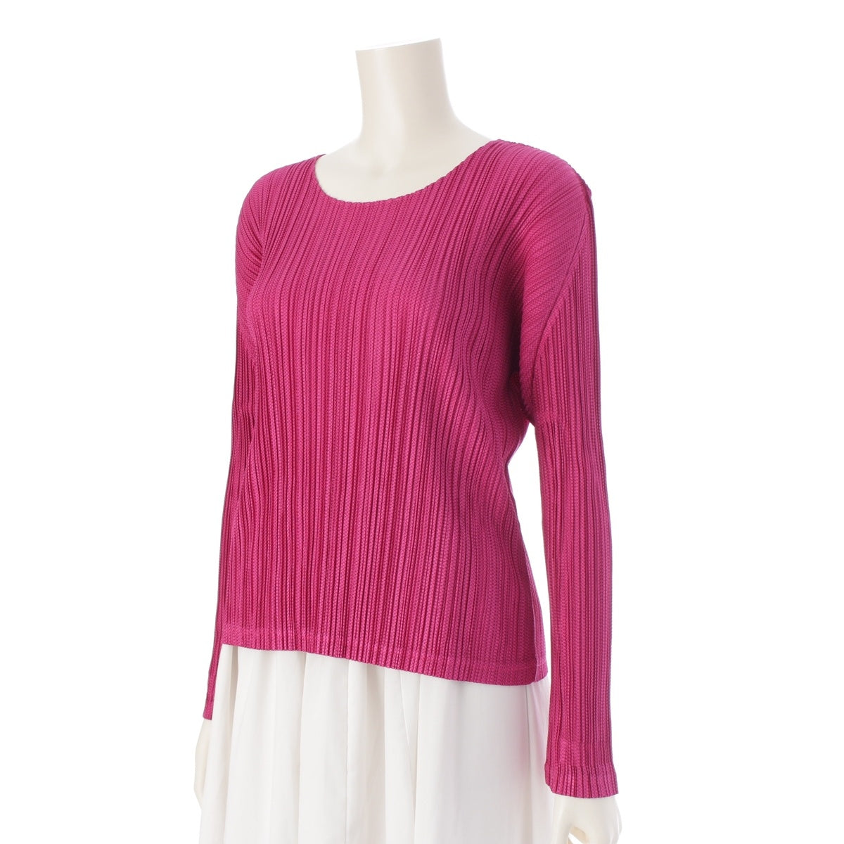 PLEATS PLEASE ISSEY  Woven Check Crew Neck Long Sleeve tops PP83-JK641 Pink black 3