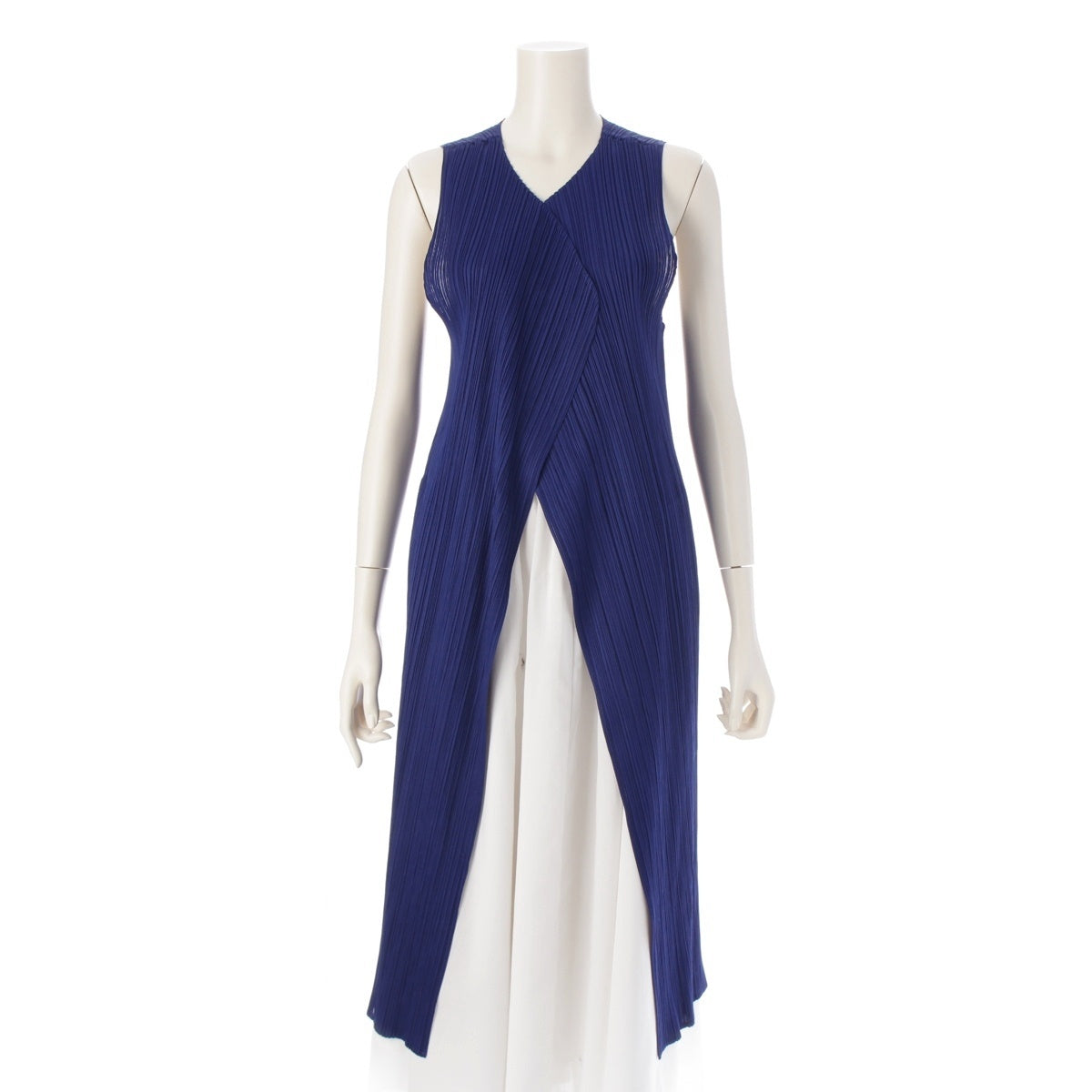 PLEATS PLEASE ISSEY  Long gilet Best Light outerwear PP01-JE202 Navy