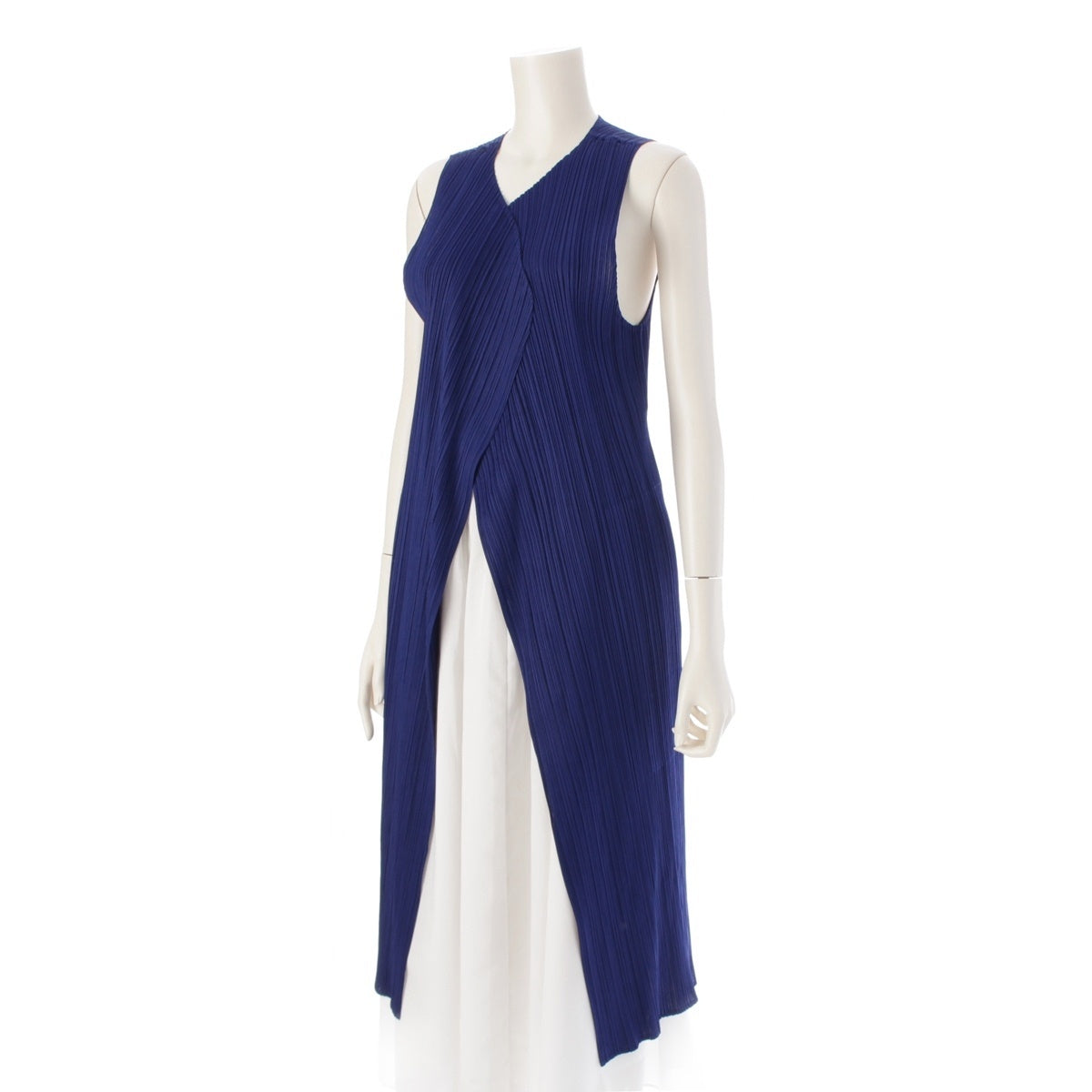PLEATS PLEASE ISSEY  Long gilet Best Light outerwear PP01-JE202 Navy
