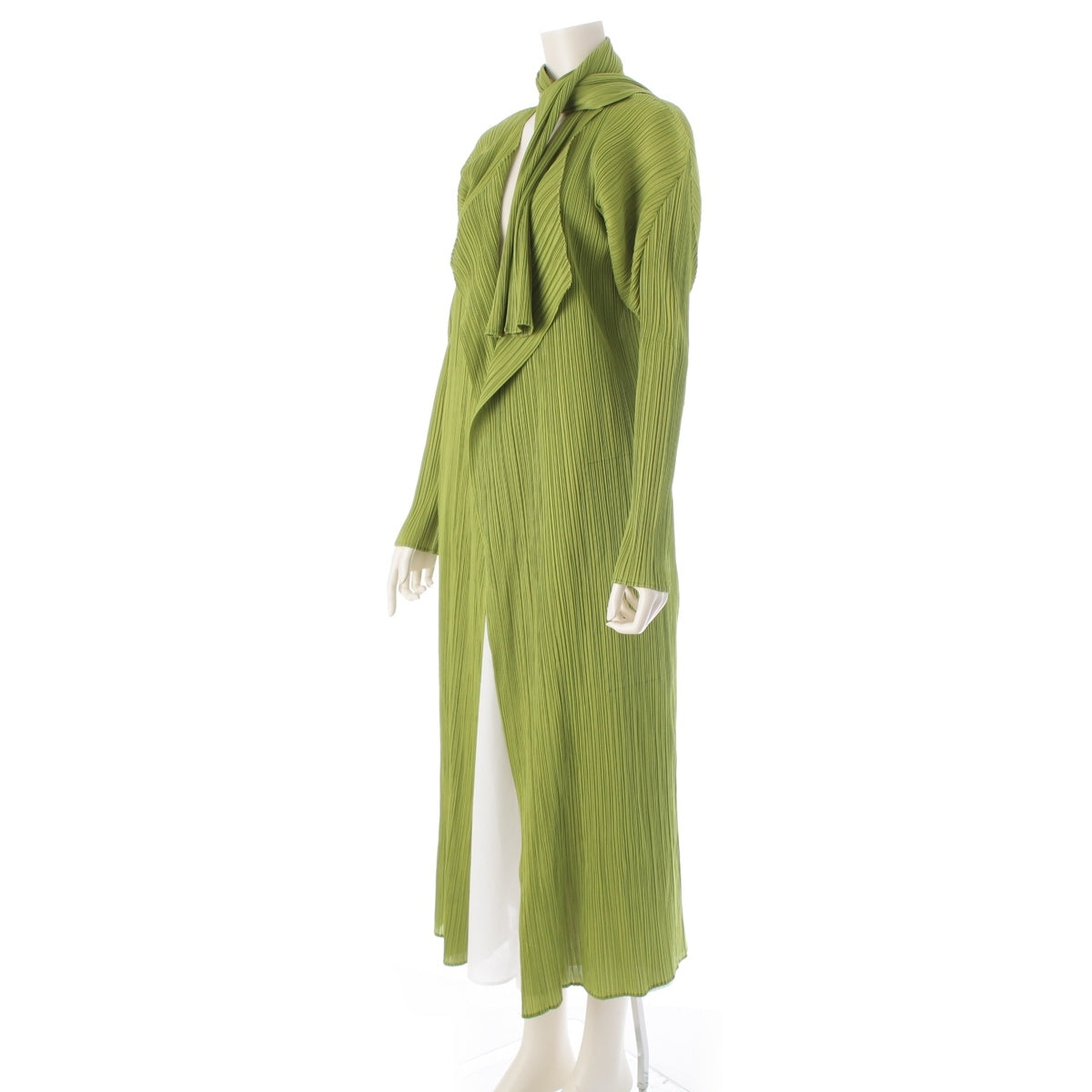 PLEATS PLEASE ISSEY  Velvet Long cardigan coat PP61-JH317 Light green 4