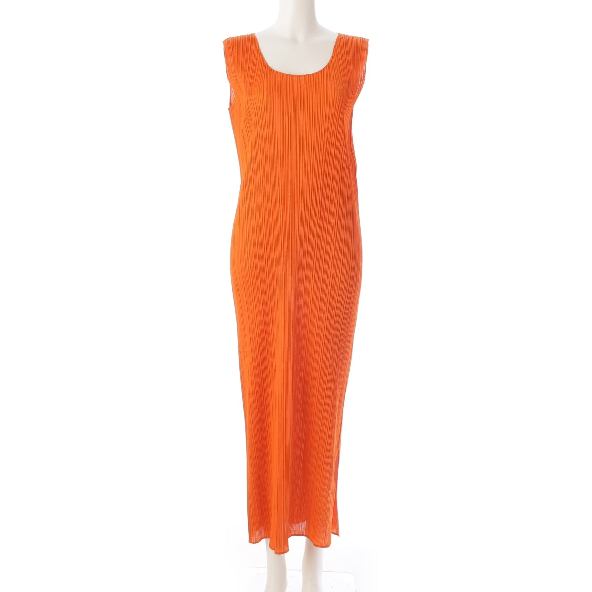 PLEATS PLEASE ISSEY  Crew Neck Sleeveless one piece dress PP53-JH616 Orange 3