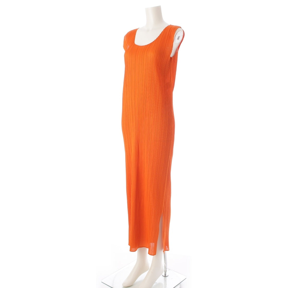 PLEATS PLEASE ISSEY  Crew Neck Sleeveless one piece dress PP53-JH616 Orange 3