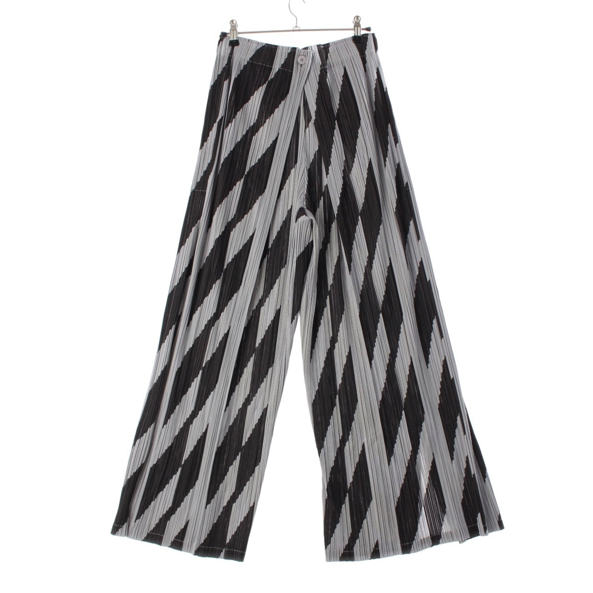 PLEATS PLEASE ISSEY Diagonal Check Pattern Pants Bottoms PP93-JF665 Gray black 5