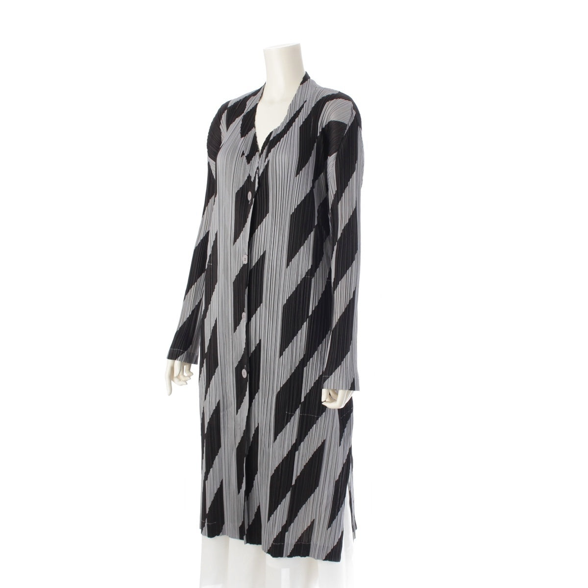 PLEATS PLEASE ISSEY Diagonal Check Pattern Long one piece dress PP93-JA663 Gray black 5