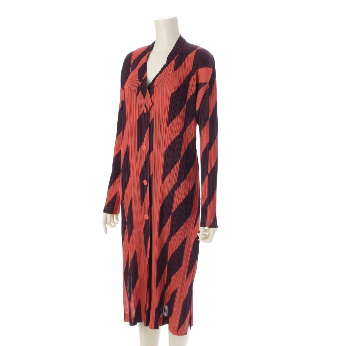 PLEATS PLEASE Diagonal Check Pattern Long one piece dress PP93-JA663 Pink Purple 5