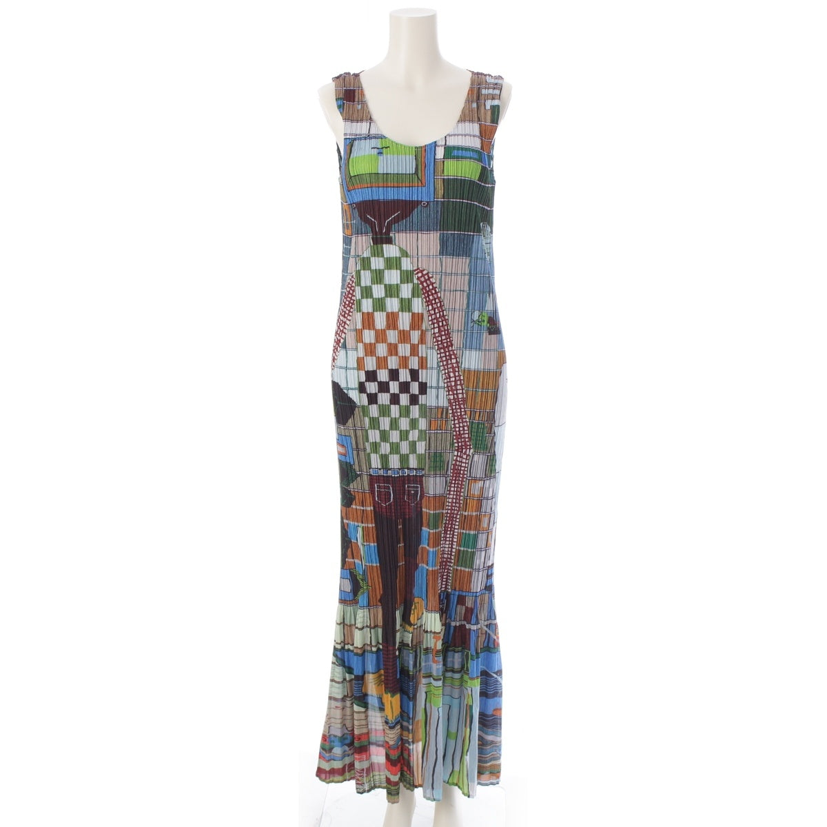 ISSEY MIYAKE Total pattern sleeveless one piece dress PP14-JH146 multicolor 5
