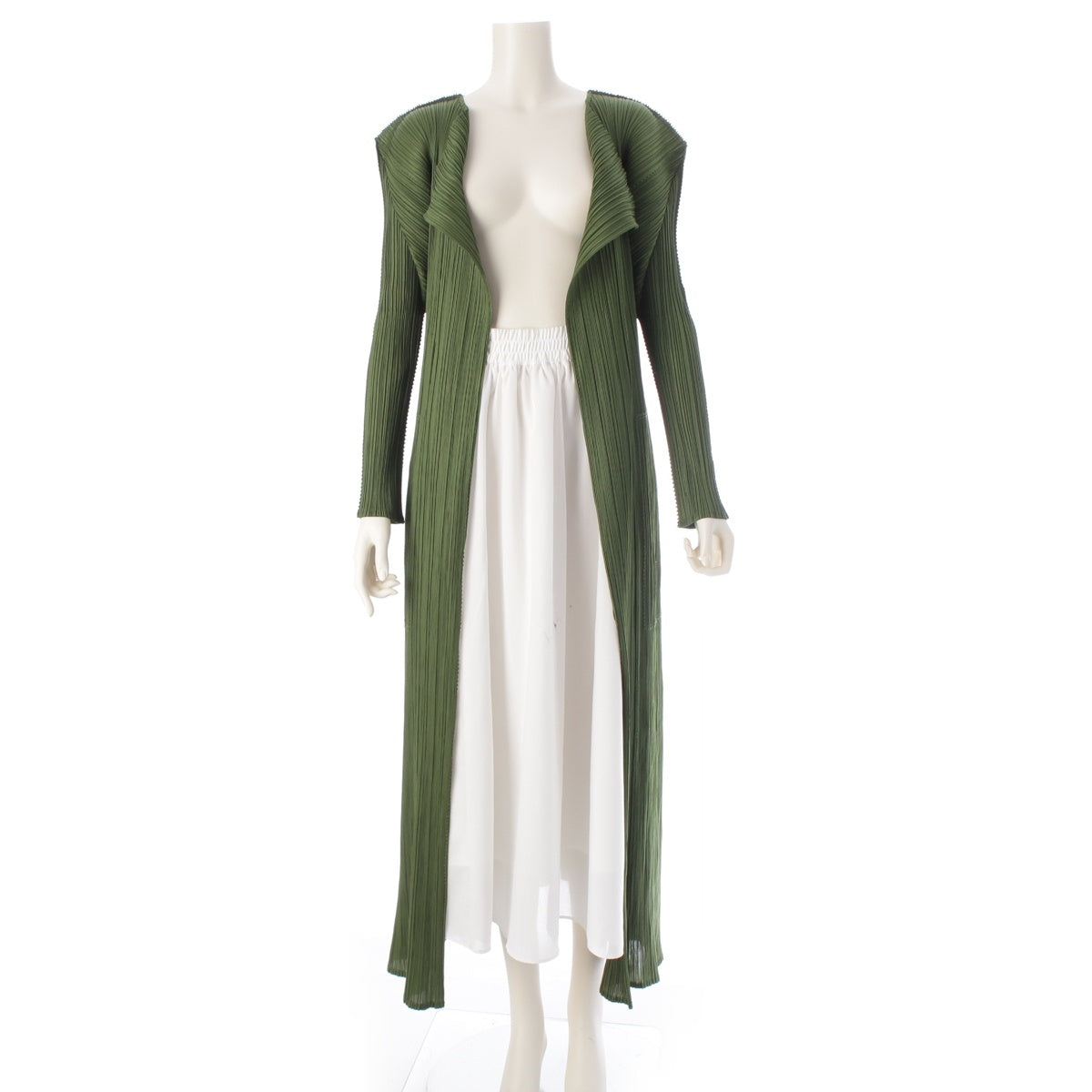 PLEATS PLEASE ISSEY  long cardigan coat PP31-JA150 green 4