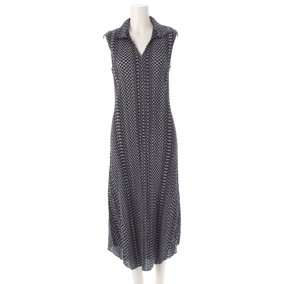 PLEATS PLEASE ISSEY  Sleeveless long one piece PP43-JH665 Gray black 4