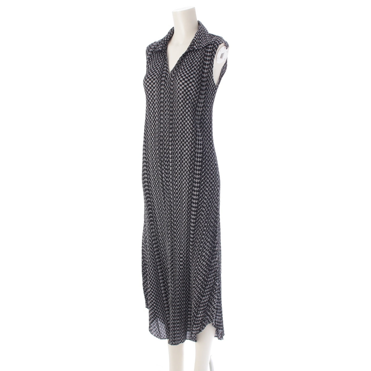 PLEATS PLEASE ISSEY  Sleeveless long one piece PP43-JH665 Gray black 4
