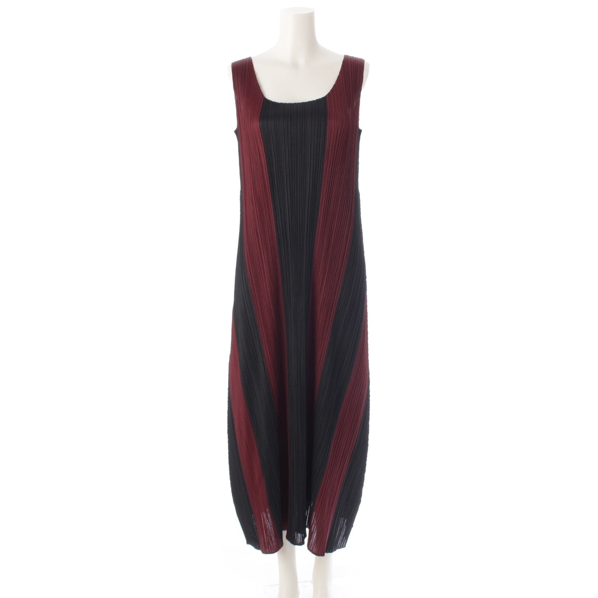 ISSEY MIYAKE Two-tone sleeveless one piece Black bordeaux 4